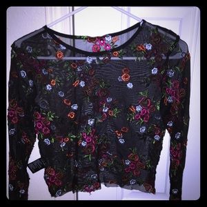 Never worn- medium mesh floral shirt from UO!
